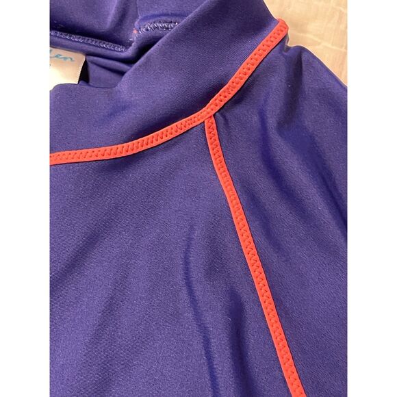 Boden Boys’ Long Sleeve Rash Guard Swim Top – Blue with Orange Trim, Size US 10 - Picture 3 of 5